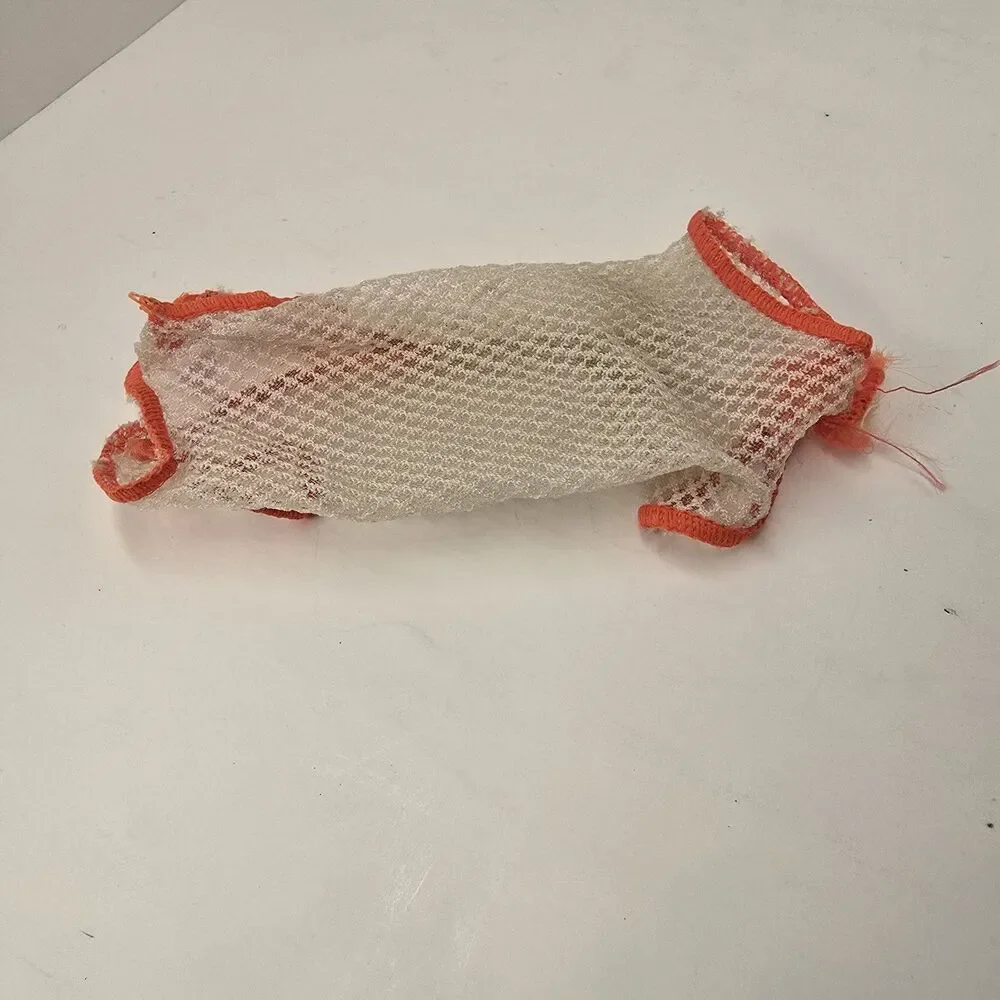 Vintage Mod Barbie TNT White Orange Mesh Swimsuit Cover-up